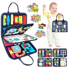 Montessori Busy Board Book Toy for 1 2 3 Year Old, Educational Sensory Toys for