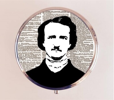 Edgar Allan Poe Pill Box Case Pillbox Holder Trinket Portrait Goth Author