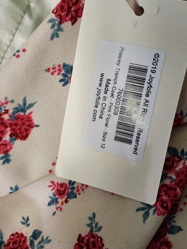 Joyfoie Girl's Preseley Trench Coat in Pink Floral Size 12 NWT School Vacation - Picture 10 of 10