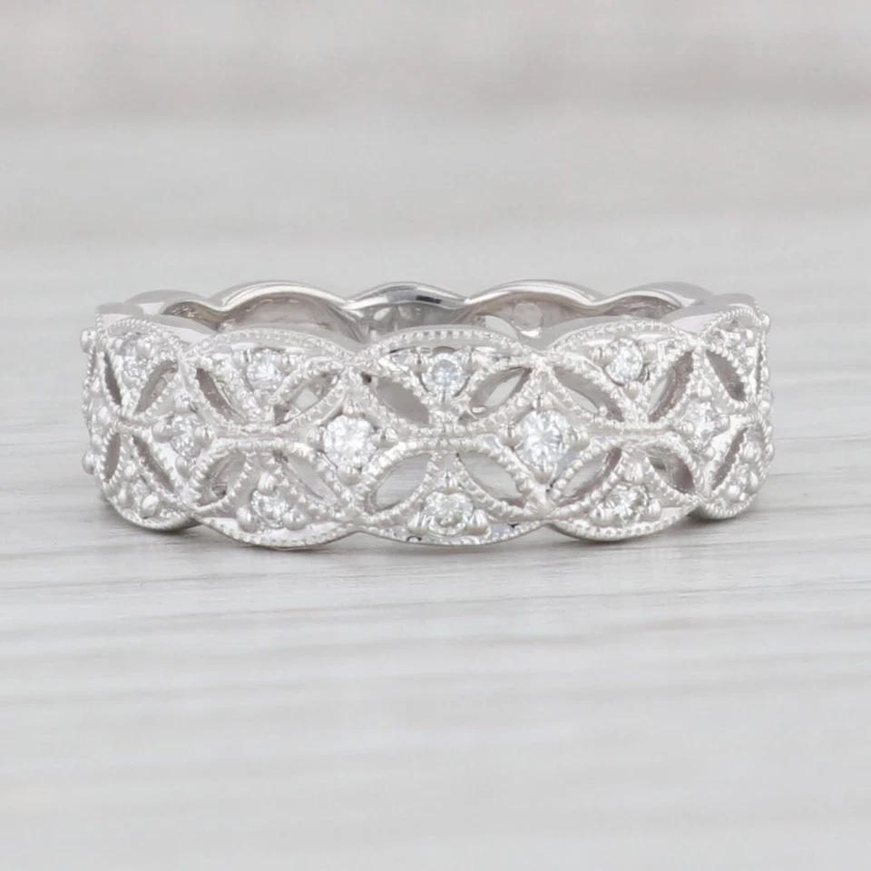 Nuevo Anillo de Eternidad Diamantes 0.16ctw Platino 900 Talla 6.5 Banda Apilable Aniversario Foto 2 de 4