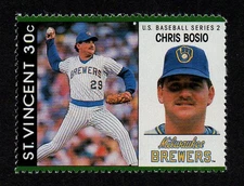 ST. VINCENT SCOTT # 1274-H, MNH BASEBALL PLAYER CHRIS BOSIO, MILWAUKEE BREWERS