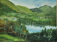 Daorong Oil Painting  Egret in the Mountain Valley12x16