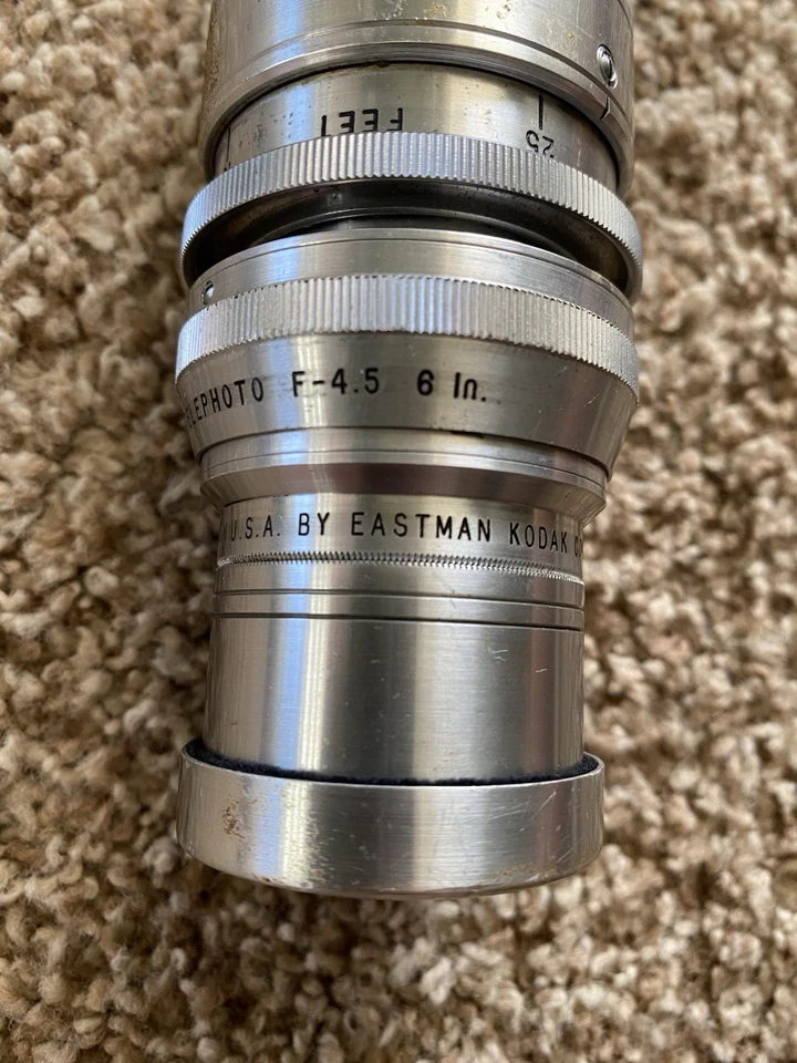 Vintage Cine-Kodak Telephoto 6" f/4.5 Camera Lens S Mount BOLEX BMCC 16mm Photo - Image 3 of 4