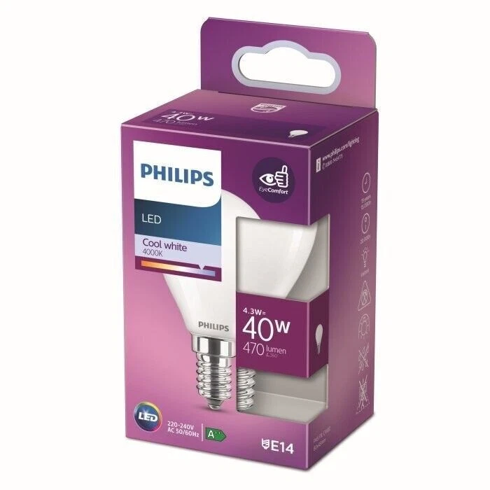 6 x Philips LED Filament Tropfen 4,3W = 40Watt E14 Matt 470lm neutralweiß 4000K - Bild 3 von 3
