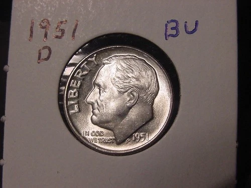 1951-D ROOSEVELT DIME BU NICE ORIGINAL BETTER DATE COIN FREE SHIPPING