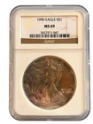 1990 American Silver Eagle $1 Dollar Coin One Troy Ounce 0.999 Fine NGC MS69