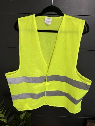 Hi Vis Safety Vest Neon Yellow Reflective Stripes Work Construction Costume XXL - product listing photo