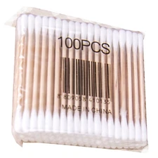100 Pcs Pointed Cotton Swabs for Nails Double Tipped Wooden Stick