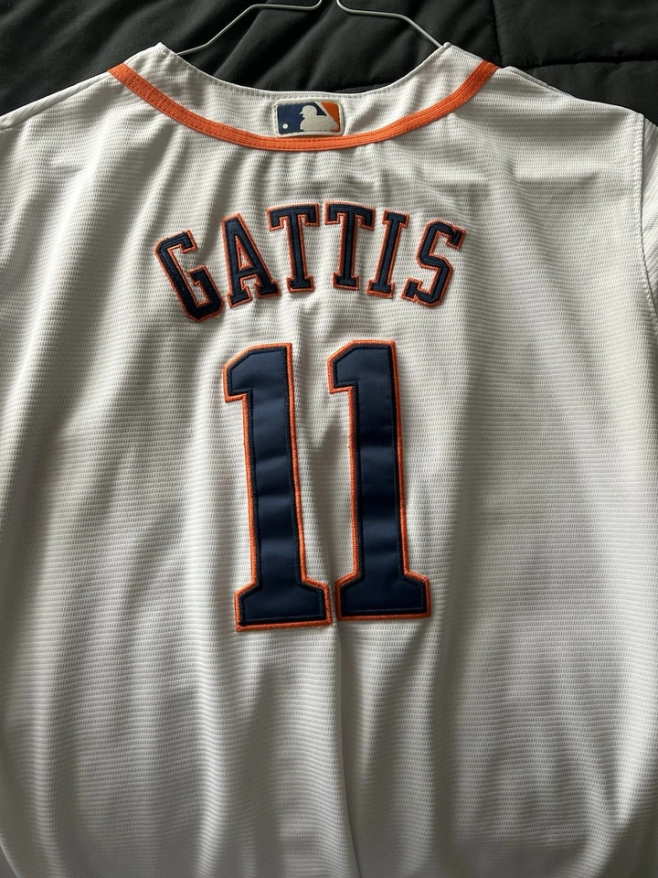 Camiseta blanca de la Serie Mundial 2017 de los Astros de Houston, Evan Gattis, para mujer talla XL Foto 2 de 3