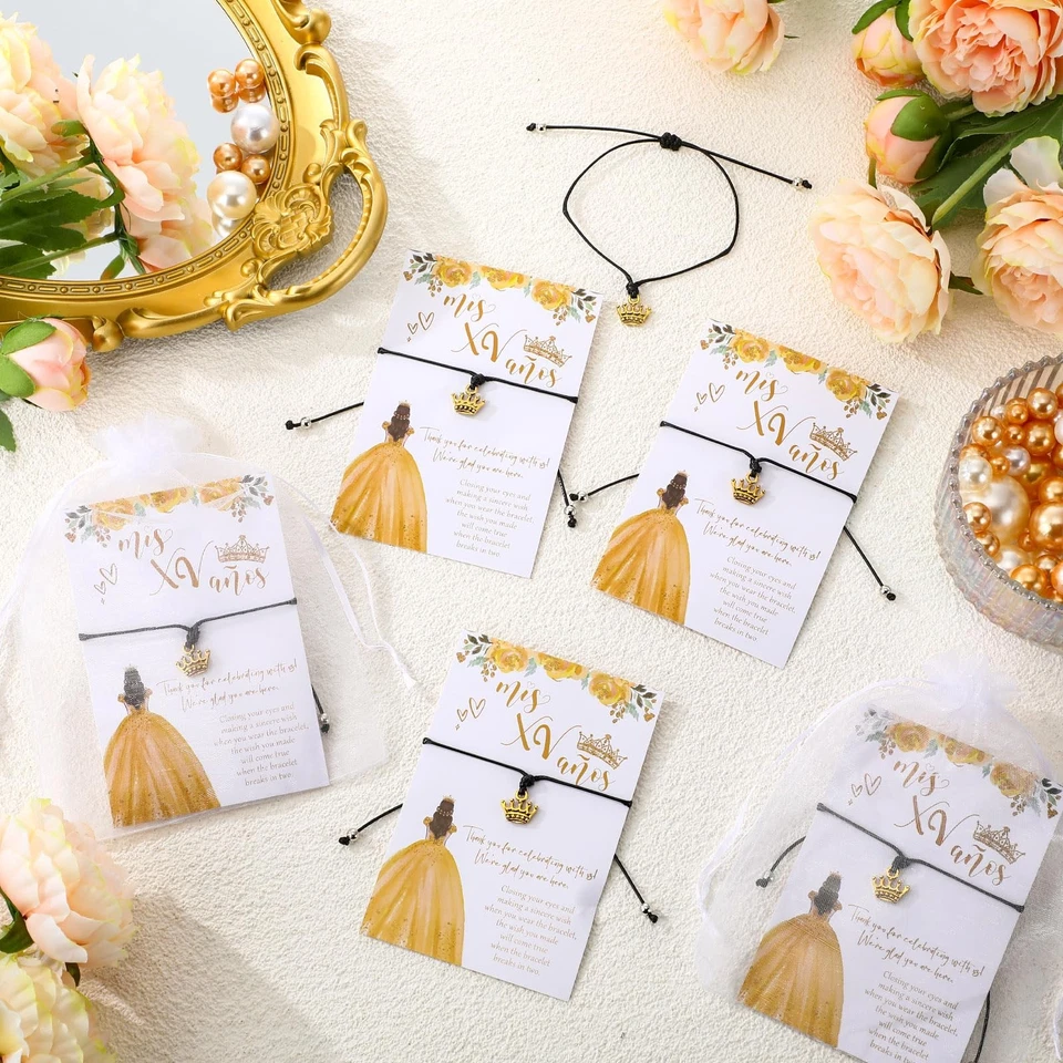 Conjunto de 50 Favores de Festa Quinceanera para Coroa de Convidados Pulseira Ajustável com Mais... - Imagem 4 de 4