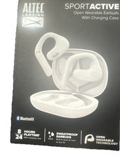 ALTEC Lansing Sport Active Open Earbuds Sweat Proof 8hrs Play White Brand New