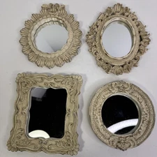 Ornate Baroque Rococo Wall Mirrors Set of 4 White Resin Shabby Chic