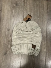 CC Boutique Cream Knit Beanie