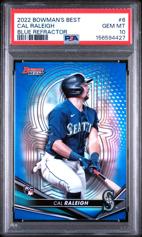 2022 Bowman's Best Cal Raleigh Rookie Blue Refractor /150 #6 PSA 10