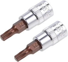 uxcell 2pcs 1/4" Drive x T25 Torx Bit Socket, S2 Steel Bits CR-V Sockets 