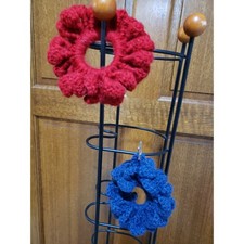 Handmade Elastic Hair Scrunchie Women's Girl Tie Crochet Knit USA Lot of 2 