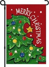 DIYDEC Christmas Garden Flag 12x18 Inch Double Sided Xmas Tree Yard Flag Merry C