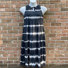Flowy Beach Boho Tie Dye Striped Sleeveless Tiered Maxi Dress M Festival Summer