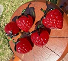 Vintage Murano Style Small Strawberry Hand Blown Glass Fruit  Set of 5