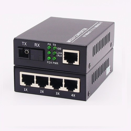 10/100M Single Mode 3KM 4 RJ45 and 1 SC fiber Port Optic Media Converter - Afbeelding 9 van 11