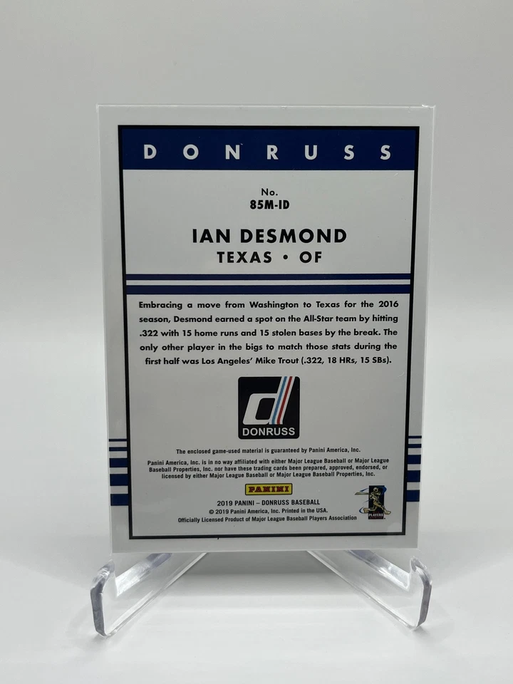 2019 Donruss #85M-ID Ian Desmond Texas Rangers Game Used Jersey - Image 2 of 2