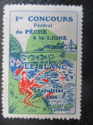(12365) Reklamemarke - 1er Concours de Pèche a la Ligne, Le Blanc 1936