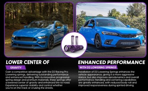 D2 PRO Lowering Springs 1.6"F / 2.0"R For 2005-2014 Ford Mustang D-SP-FO-15 - Picture 3 of 7