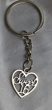 SWEET 16 SILVER TONE HEART KEYCHAIN
