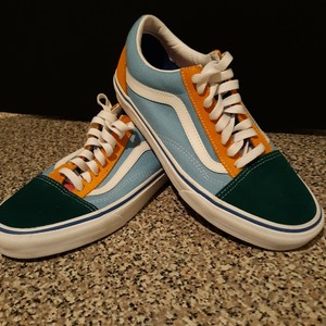 Vans Old School Iate Clube Masculino Tamanho 6.5/feminina tamanho 8 Verde/Azul/Amarelo | eBay
