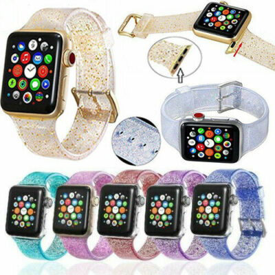 Shiny Glitter Silicone Strap Band For Apple Watch Series 11 10 9 8 7 6 5 4 3 2 1