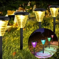 Fudosa Solar Pathway Lights, Warm/Color Changing Solar Garden Lights Outdoor Wat