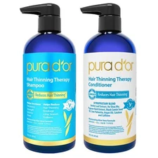PURA D'OR Dor Hair Thinning Therapy Shampoo & Conditioner Clinically Tested 16oz