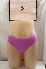 Women's Victoria's Secret M Lavender Nylon Rib PINK Logo Thong