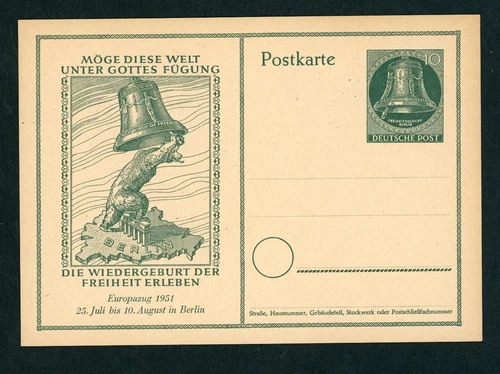 Berlin postal stationery Michel number P25 Berlin bear European train unused