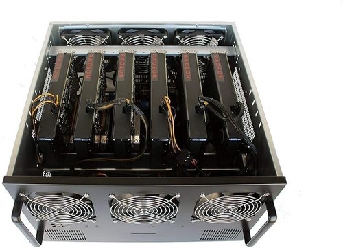 6U GPU Bitcoin Mining Rig Server Case – 6 Fans Pre-Installed – Cooling vents