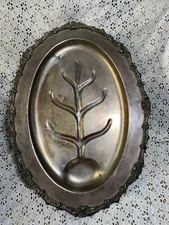 Vintage Tree Well Design Meat Platter by Crosby Silver Plated 19" Serveware