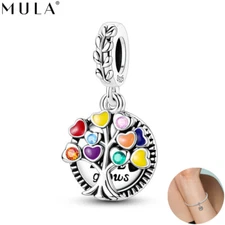 MULA 925 Sterling Silver Family Tree Pendant DIY Charm AAA CZ For Women Bracelet