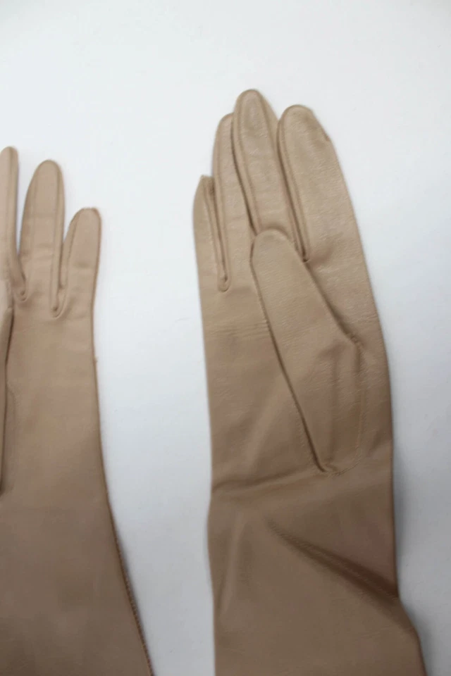 Guantes de noche vintage de los años 50 y 60 color topo desnudo - talla 6 XS SM inspirados en Pinup Foto 4 de 4