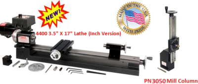 Sherline 4400 Tornio Da Banco 3,5x17 Pollici – Con Colonna Per Fresatura PN 3050 – Nuovo
