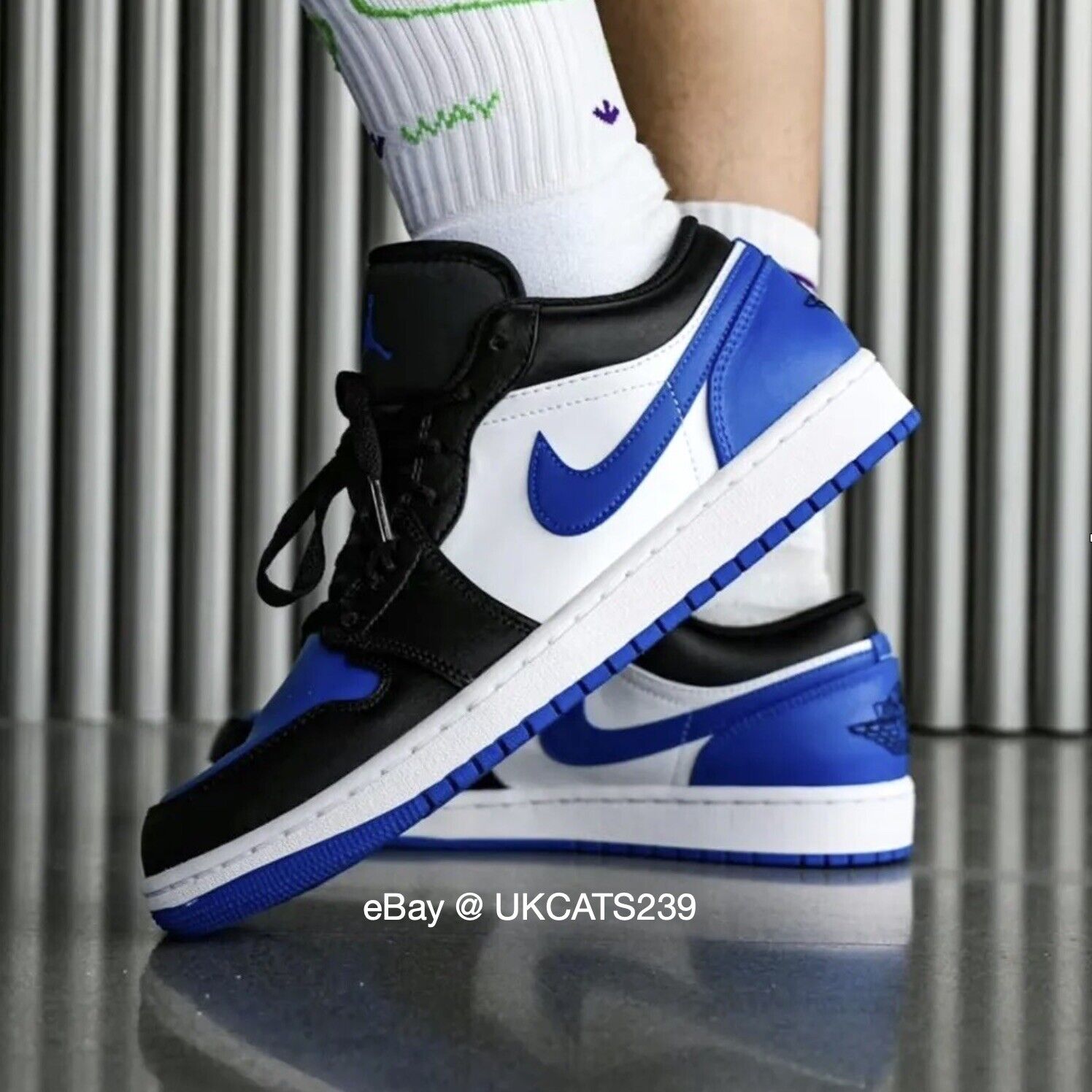 Nike Air Jordan 1 Low Alternate Royal Toe Blue Black White 553558-140 Men's  NEW