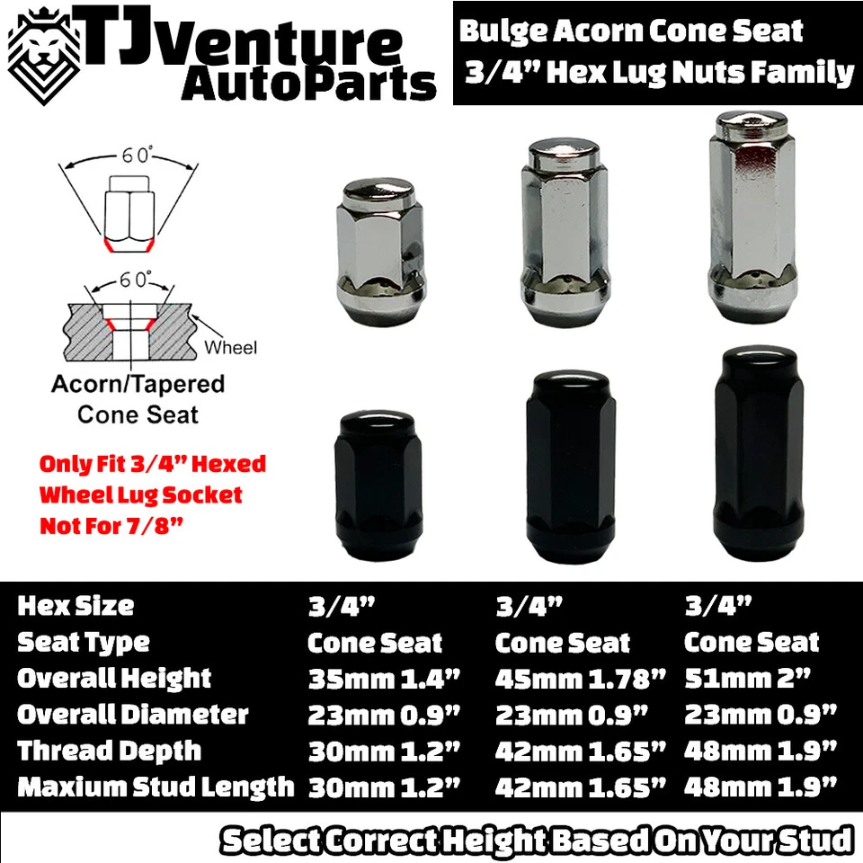 20x Negro 1.8" Alto 14x2 Abultamiento Bellota Tuerca Ajuste F150 Expedition Navigator y Más Foto 3 de 4