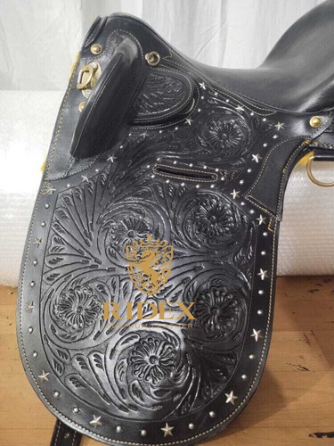Australian Stock Horse Tack Ledersattel mit Werkzeug Schnitzerei alle Größen. - Bild 12 von 12