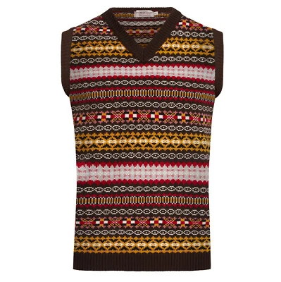 Herren Norweger Gestrickt Pullunder Pullover Retro Vintage Strick The Beatles - Bild 1 von 4