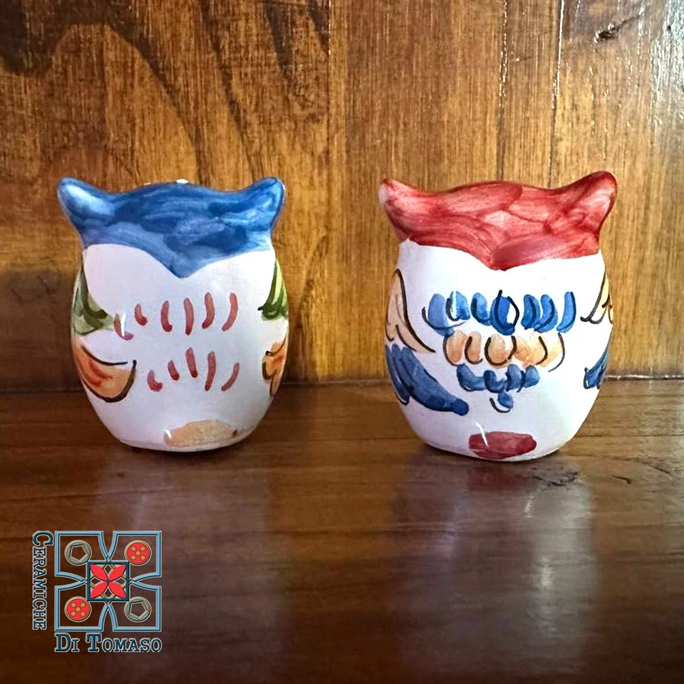 Set di 2 Gufi in Ceramica, decorati a mano, Gufo portafortuna, Gizmo e Willow - Immagine 4 di 4