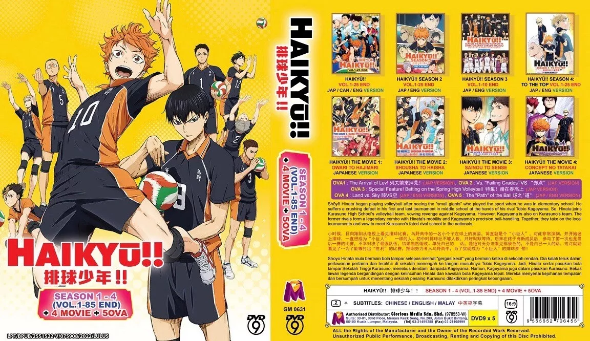 Dvd Haikyuu Anime Season 1-4 Dub Complete Box set + Movie 5 OVA