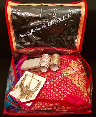 Roter Sari XX LARGE Taschen indische Hochzeit Lehnga Packing Sari Anzug Deep Box Taschen