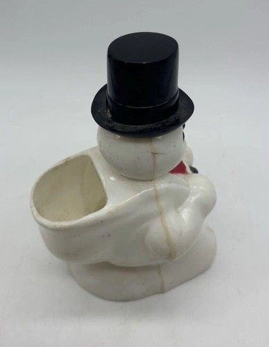 Vintage Frosty Snowman Candy Container Rosbro Christmas 1950s Top Hat NO PIPE - Picture 7 of 11