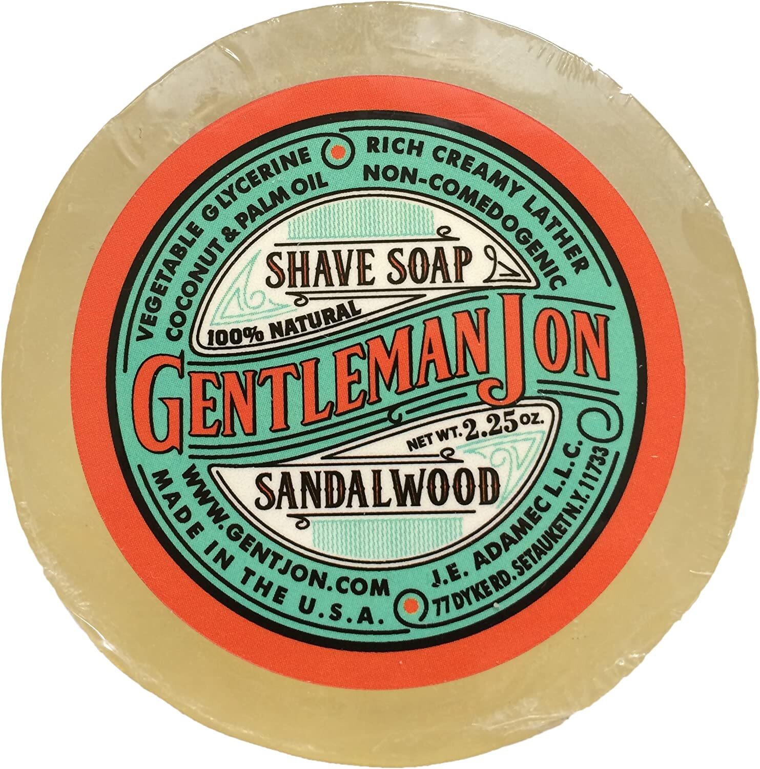 Gentleman Jon Sandalwood Shave Soap; Glycerine 2.25oz