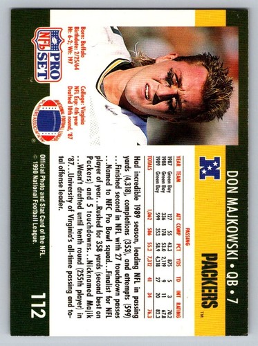 1990 Pro Set - Don Majkowski #112 - Picture 2 of 2