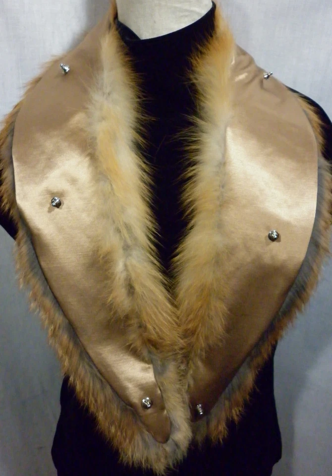 Cuello de piel de zorro de cristal real para hombres y mujeres desmontable nuevo fabricado en EE. UU. genuino Foto 2 de 2